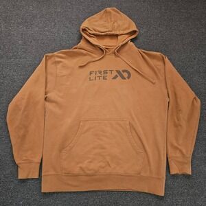 First Lite Hoodie Mens Large Sweatshirt Orange Brown Cotton Blend XD Hunting